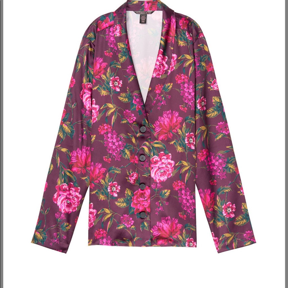 VICTORIA SECRET SATIN FLORAL SLEEP TOP.LARGE - Picture 2 of 4